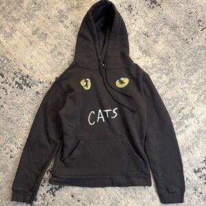 Vintage CATS Broadway Musical Graphic Hoodie Sweatshirt Black Small
